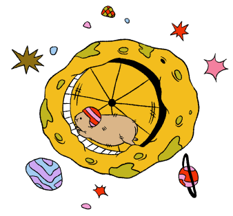 Hamster on a hamster wheel made of cheese